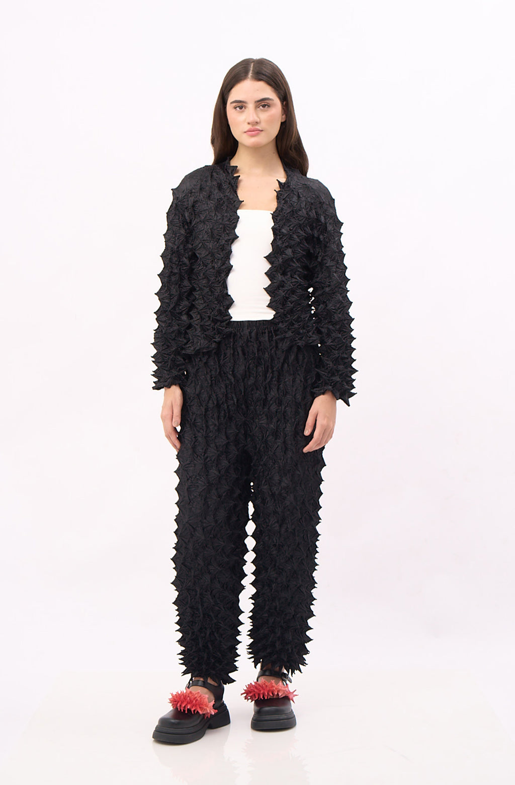FUGUKU UNISEX STRAIGHT PANTS - VELVET SOLID BLACK