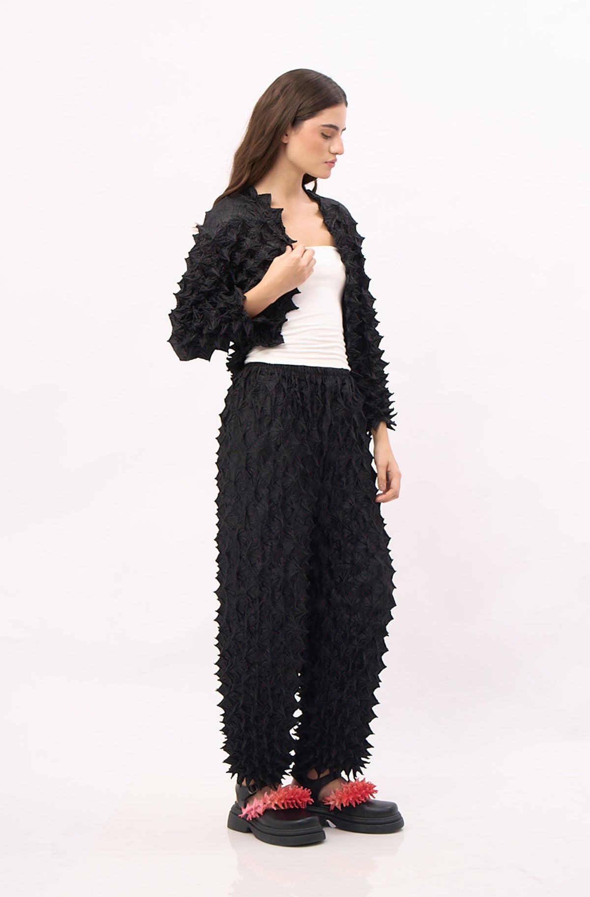 FUGUKU UNISEX STRAIGHT PANTS - VELVET SOLID BLACK