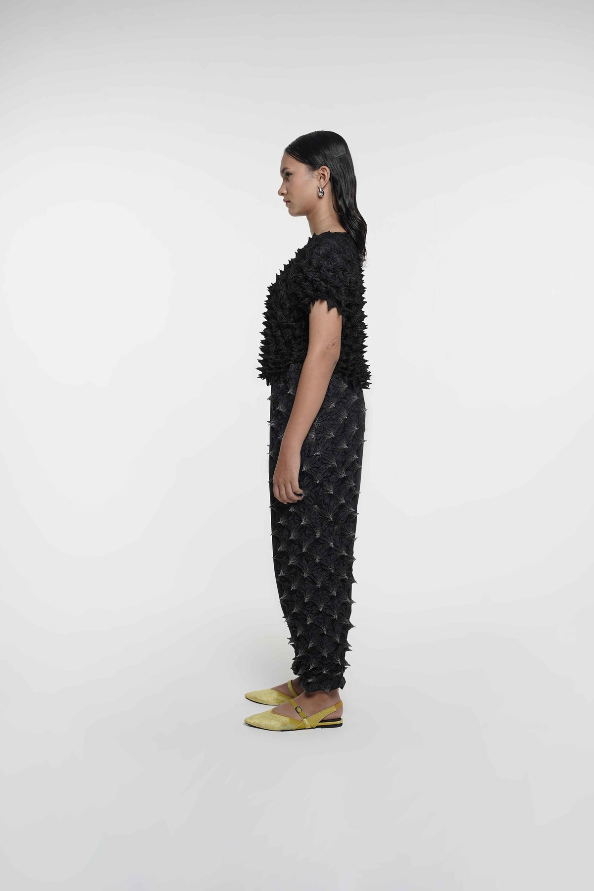 FUGUKU PONCHO TOP - BLACK