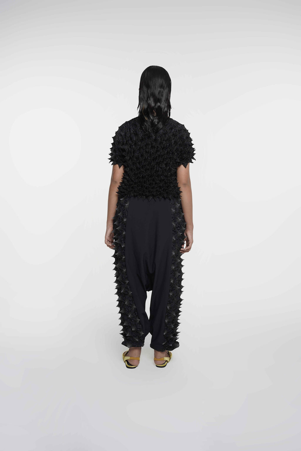 FUGUKU PONCHO TOP - BLACK