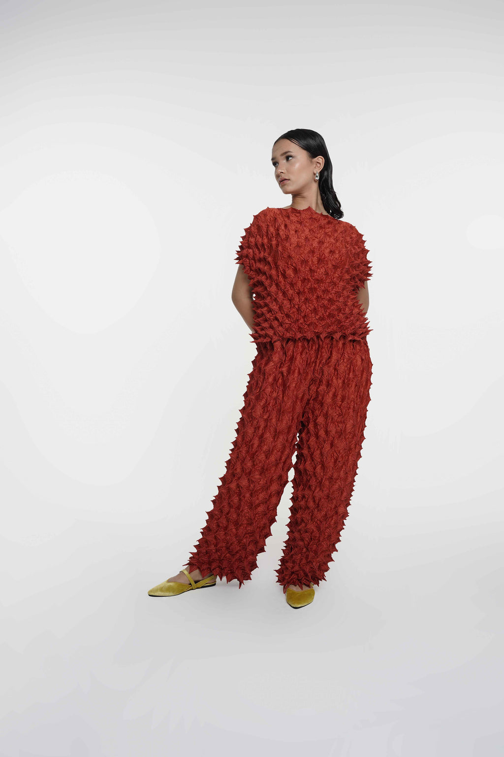 FUGUKU UNISEX STRAIGHT PANTS - VELVET TERACOTTA