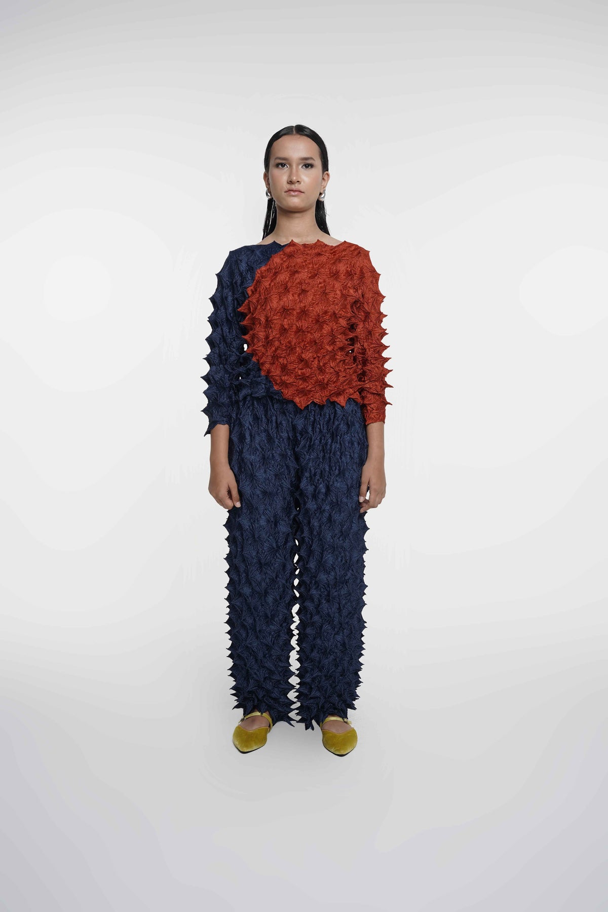 FUGUKU PUZZLE TOP - TERACOTTA/NAVY