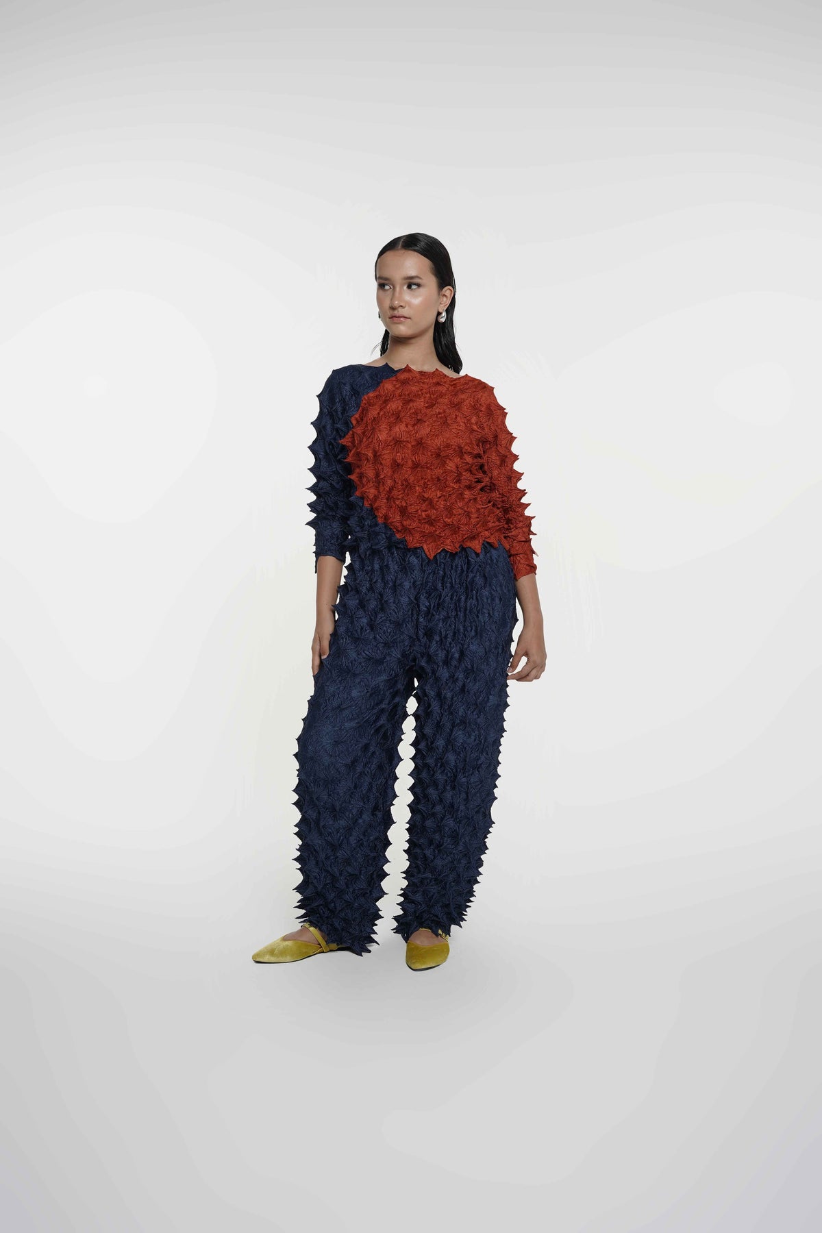 FUGUKU PUZZLE TOP - TERACOTTA/NAVY