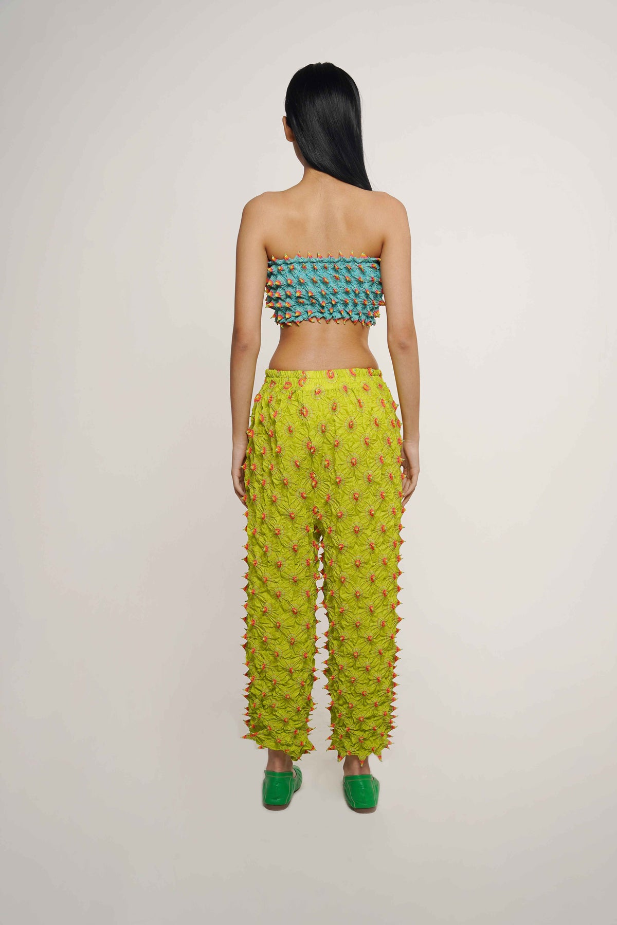 FUGUKU UNISEX STRAIGHT PANTS SPACED - LIME