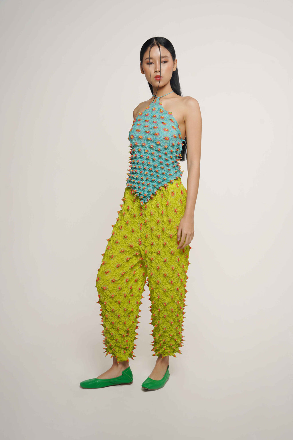 FUGUKU UNISEX STRAIGHT PANTS SPACED - LIME